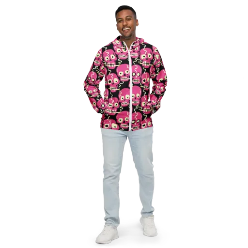 Sugar Skull Static on a Men's Windbreaker