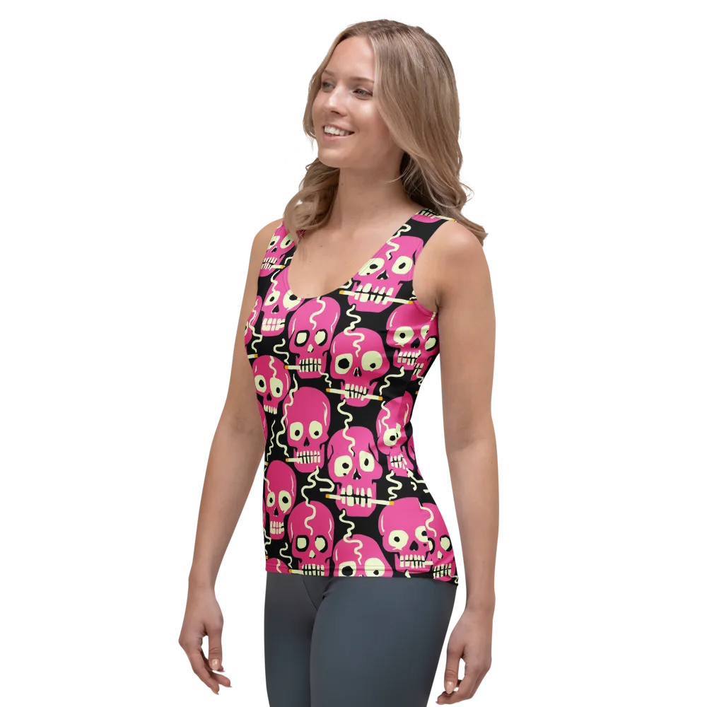 Sugar Skull Static on Women's Tank Top — Left Front