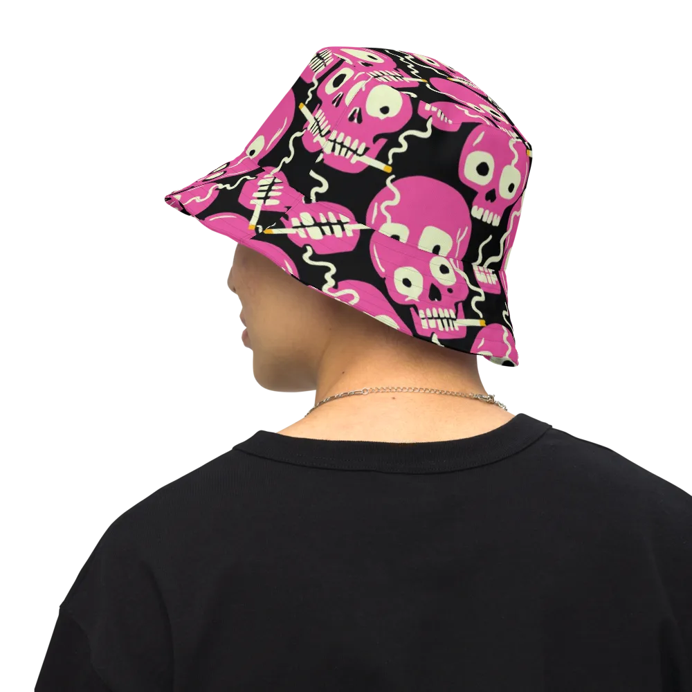 Sugar Skull Static on Reversible Bucket Hat — Back Inside