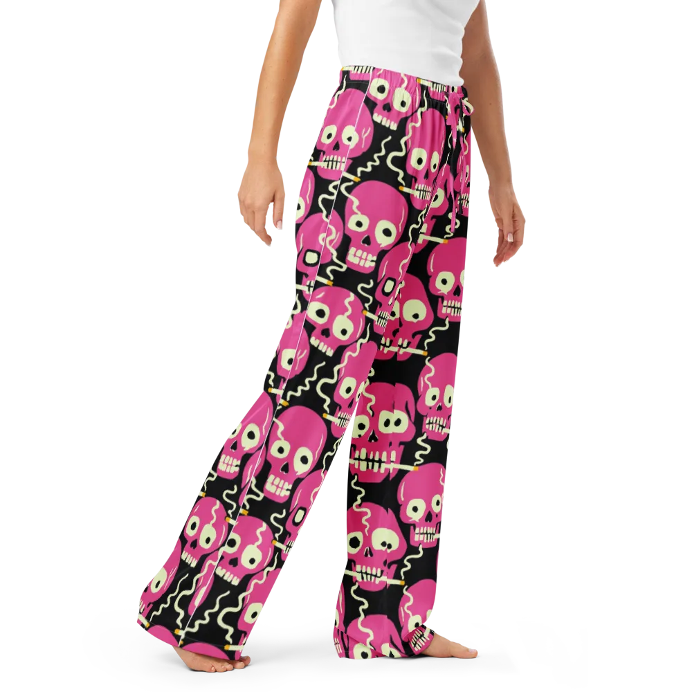 Sugar Skull Static on Women's Pajama Pants — Right Front