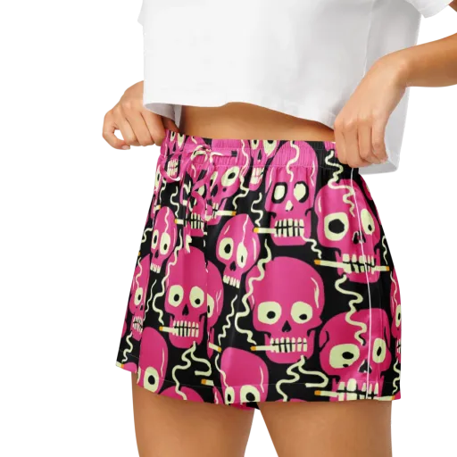 Sugar Skull Static on a Women's Pajama Shorts
