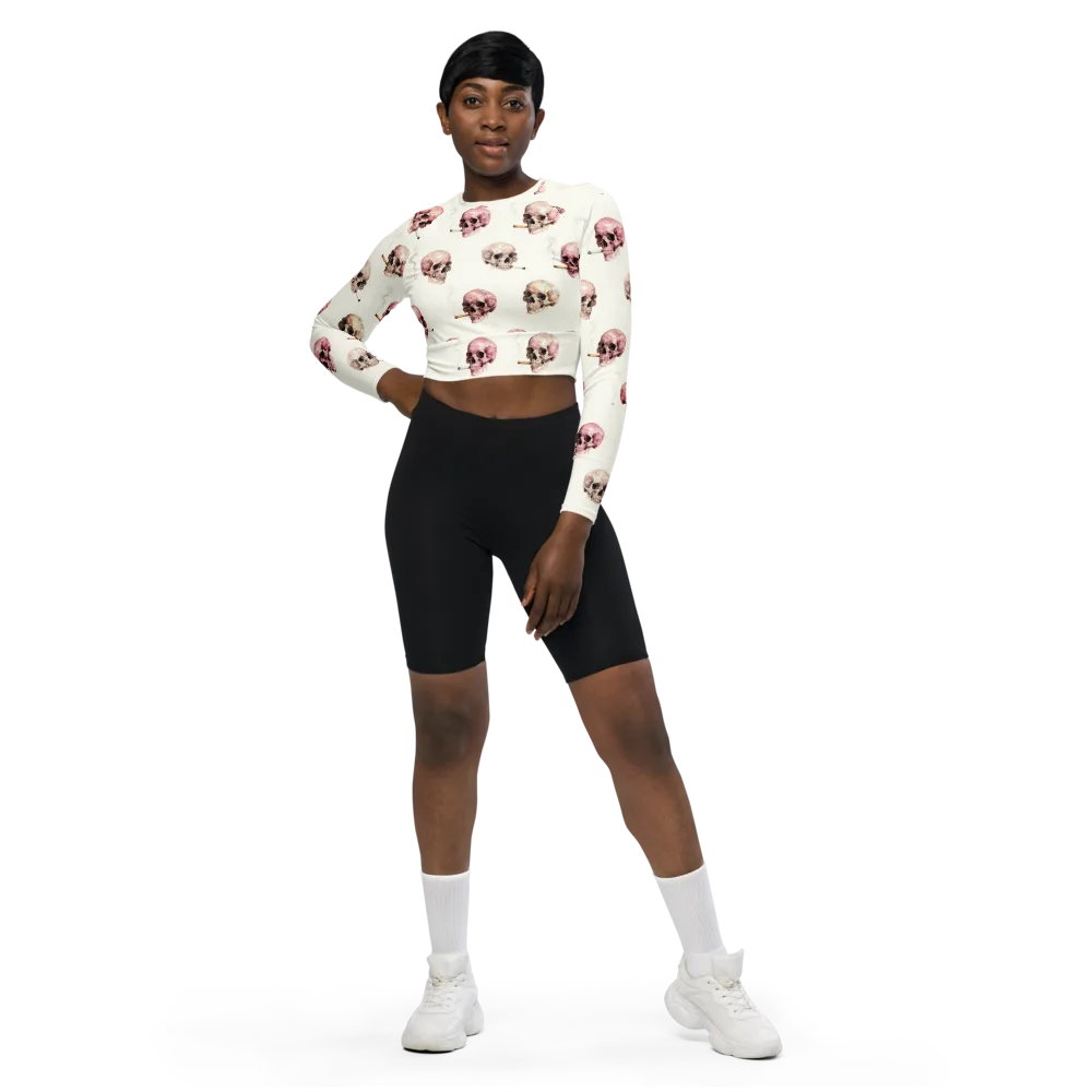 Rosebone Revue on Long Sleeve Crop Top — Front