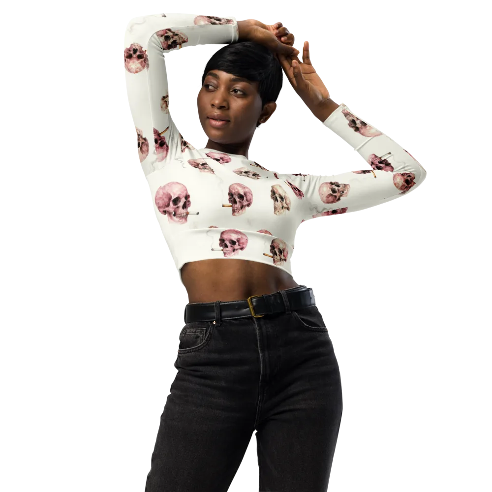 Rosebone Revue on Long Sleeve Crop Top — Front