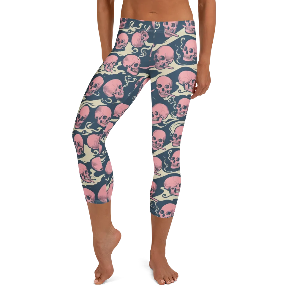 Pink Smoke Afterlife on Capri Leggings — Front