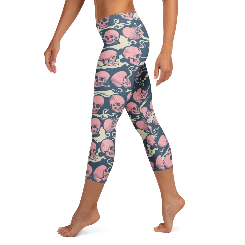 Pink Smoke Afterlife on Capri Leggings — Left