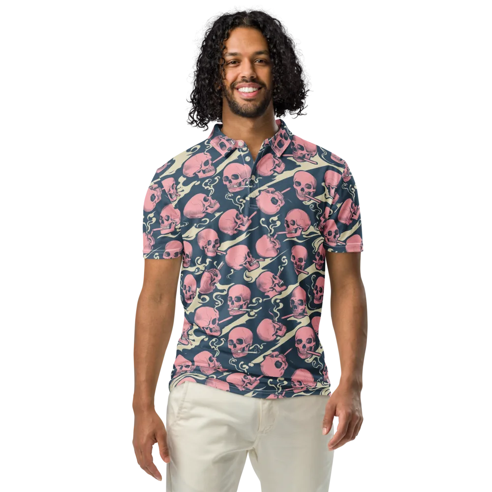 Pink Smoke Afterlife on Men's Slim Fit Polo Shirt — Front