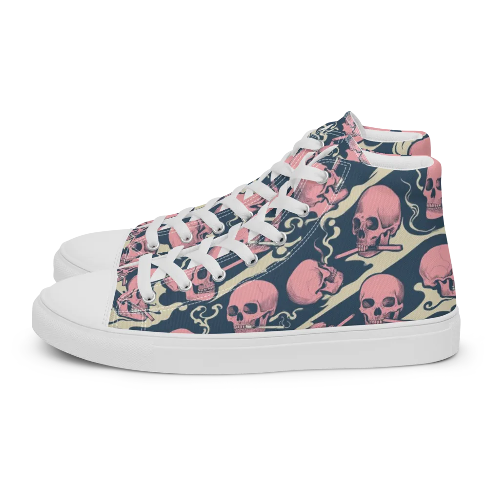 Pink Smoke Afterlife on Men's High Top Canvas Shoes — Left