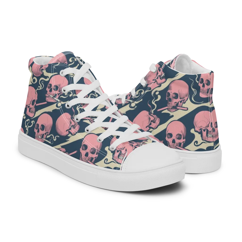 Pink Smoke Afterlife on Men's High Top Canvas Shoes — Right
