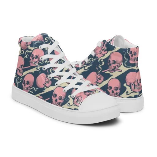 Pink Smoke Afterlife on a Men's High Top Canvas Shoes
