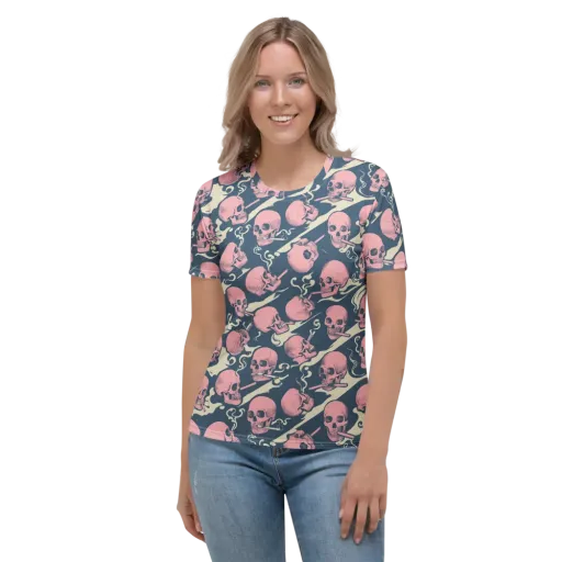Pink Smoke Afterlife on a Women's Crew Neck T-Shirt