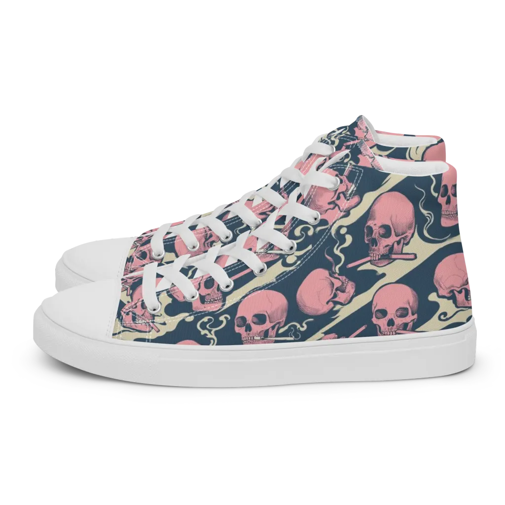 Pink Smoke Afterlife on Women's High Top Canvas Shoes — Left