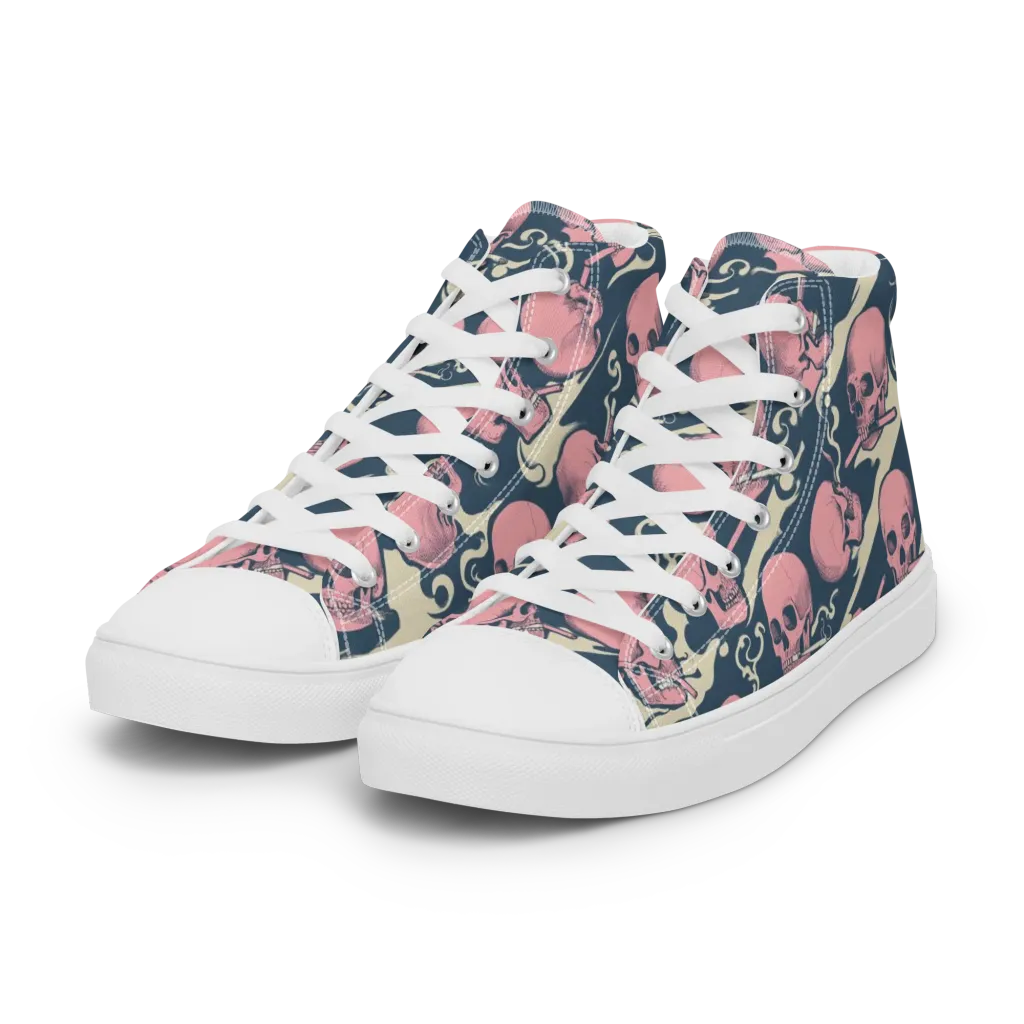 Pink Smoke Afterlife on Women's High Top Canvas Shoes — Left Front