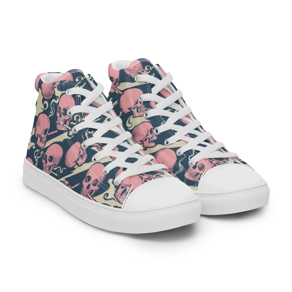 Pink Smoke Afterlife on Women's High Top Canvas Shoes — Right Front
