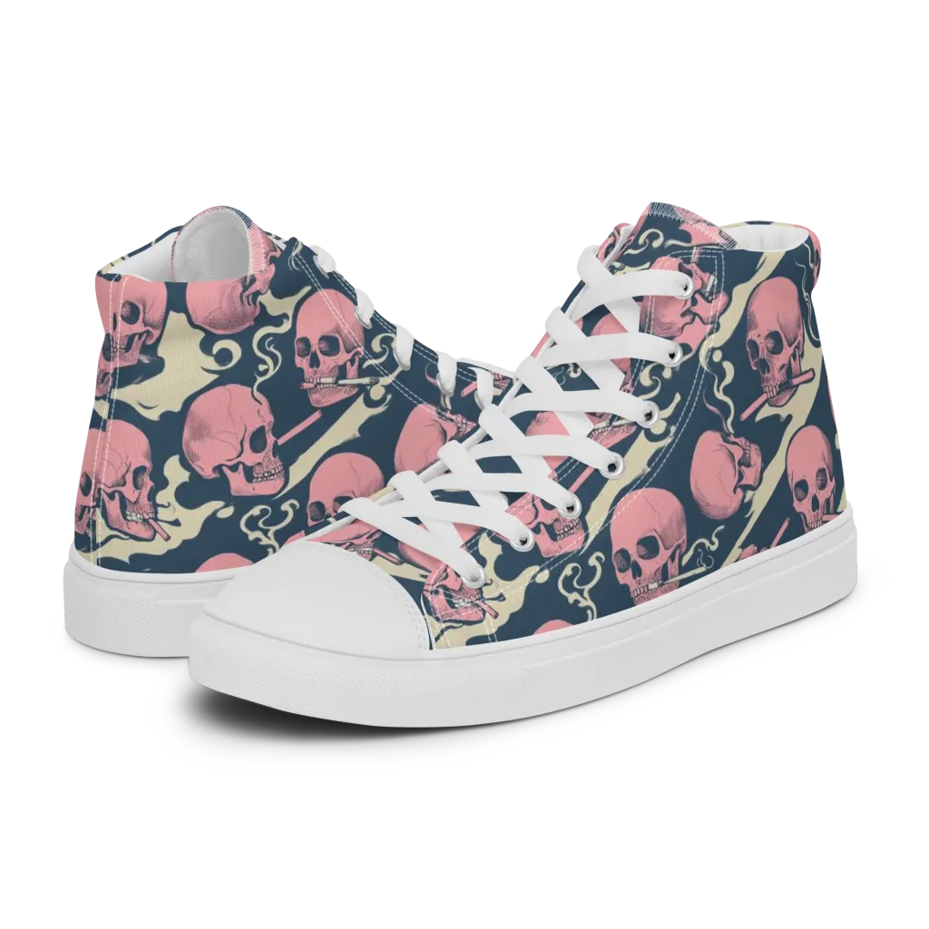 Pink Smoke Afterlife on Women's High Top Canvas Shoes — Left