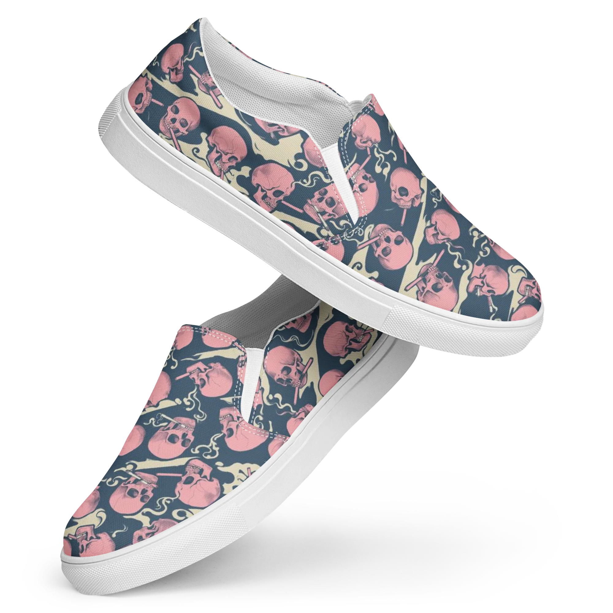 Pink Smoke Afterlife on Women's Slip-On Canvas Shoes — Front