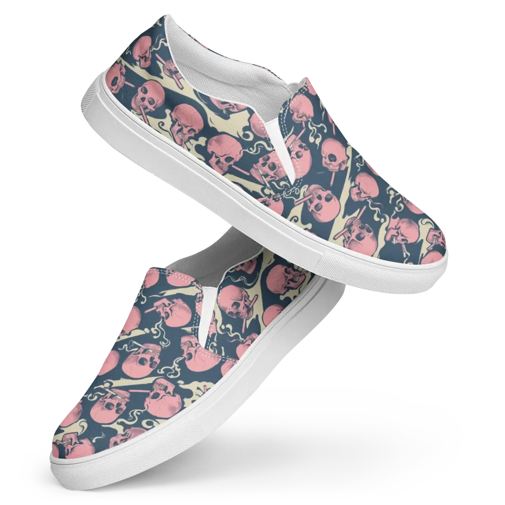 Pink Smoke Afterlife on Women's Slip-On Canvas Shoes — Front