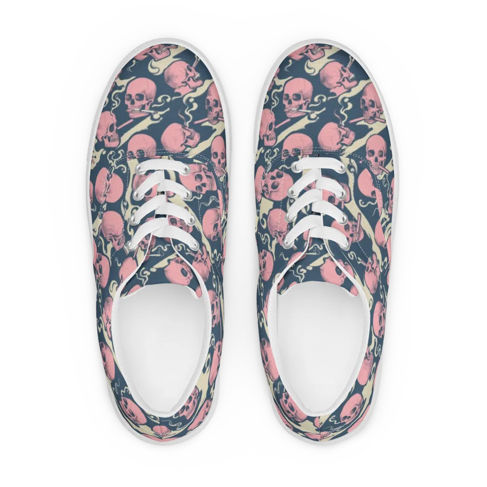Pink Smoke Afterlife on Men's Lace-Up Canvas Shoes — Front