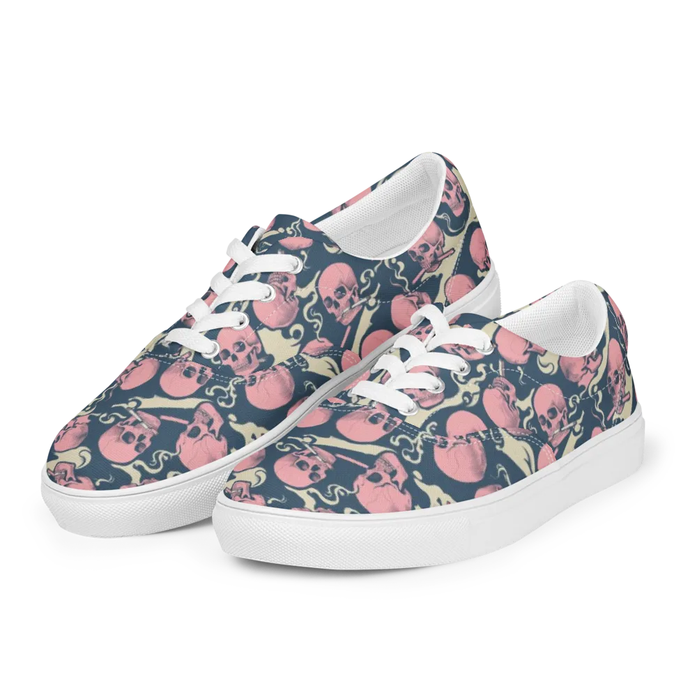 Pink Smoke Afterlife on Men's Lace-Up Canvas Shoes — Left Front