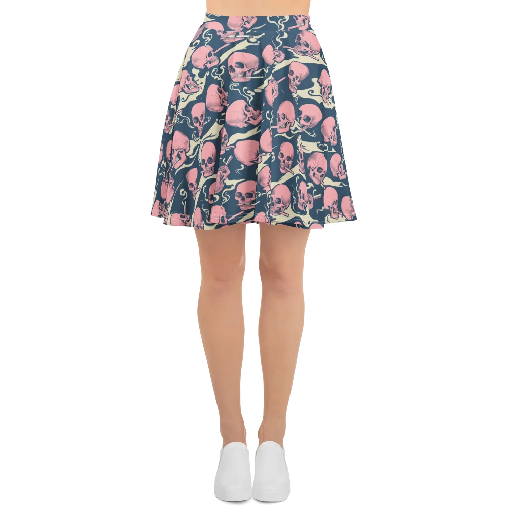 Pink Smoke Afterlife on Skater Skirt — Front