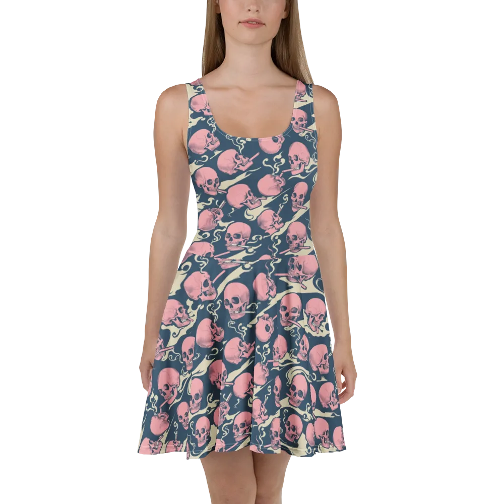Pink Smoke Afterlife on Skater Dress — Front