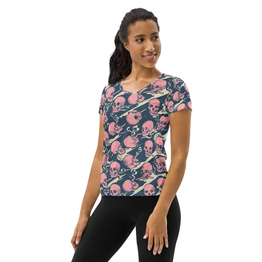 Pink Smoke Afterlife on Women's Athletic T-Shirt — Left