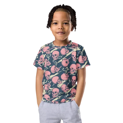 Pink Smoke Afterlife on a Kids Crew Neck T-Shirt
