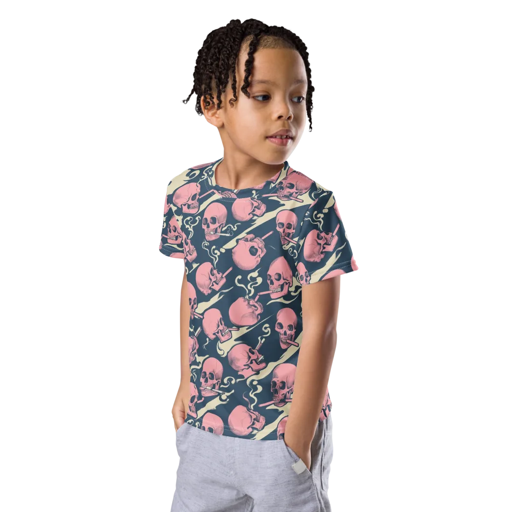 Pink Smoke Afterlife on Kids Crew Neck T-Shirt — Left Front