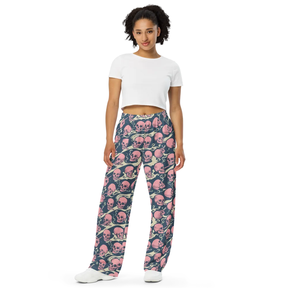 Pink Smoke Afterlife on Wide-Leg Pants — Front