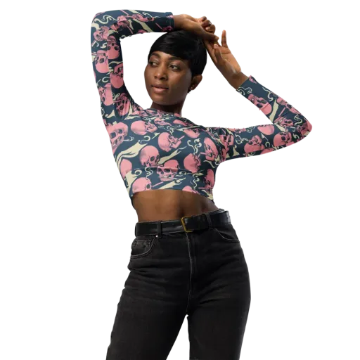 Pink Smoke Afterlife on a Long Sleeve Crop Top