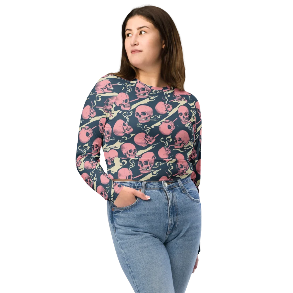 Pink Smoke Afterlife on Long Sleeve Crop Top — Front