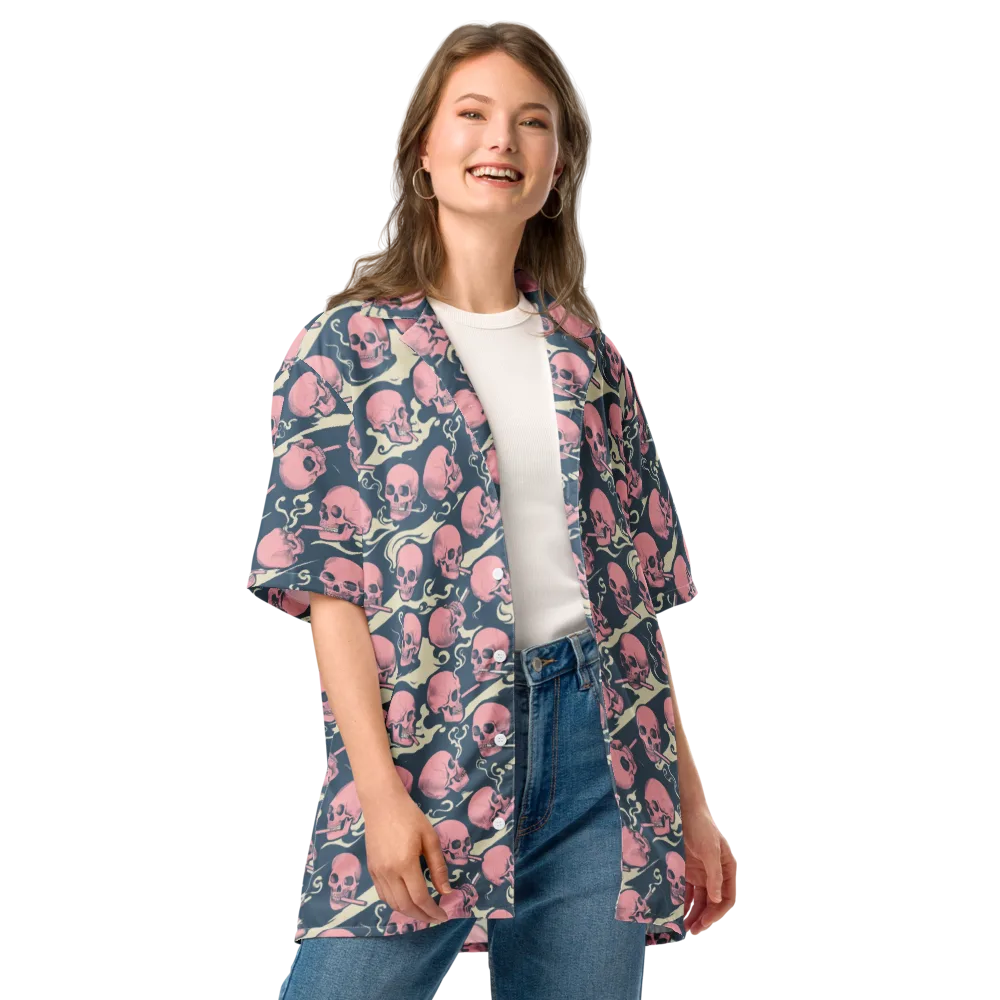Pink Smoke Afterlife on Button Shirt — Front