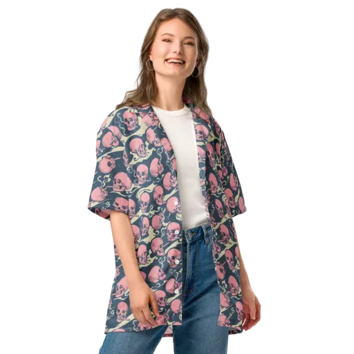 Pink Smoke Afterlife on a Button Shirt