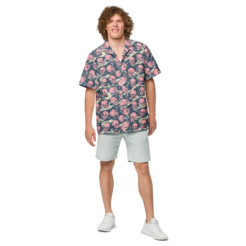 Pink Smoke Afterlife on Button Shirt — Front