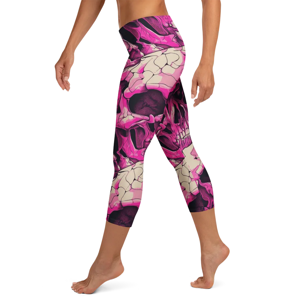 Fuchsia Bones on Capri Leggings — Left