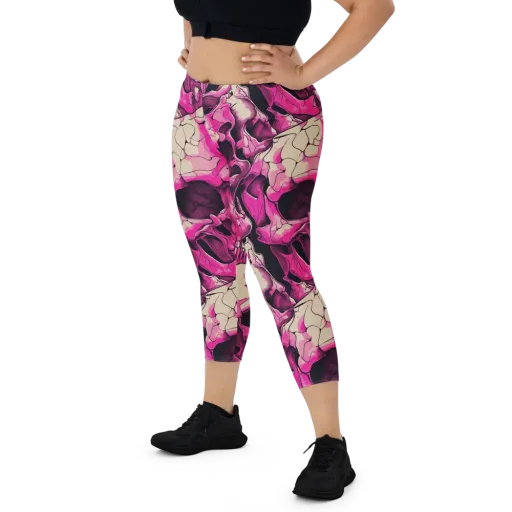Fuchsia Bones on a Capri Leggings