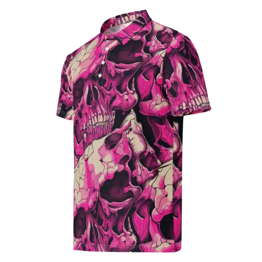 Fuchsia Bones on a Men's Slim Fit Polo Shirt