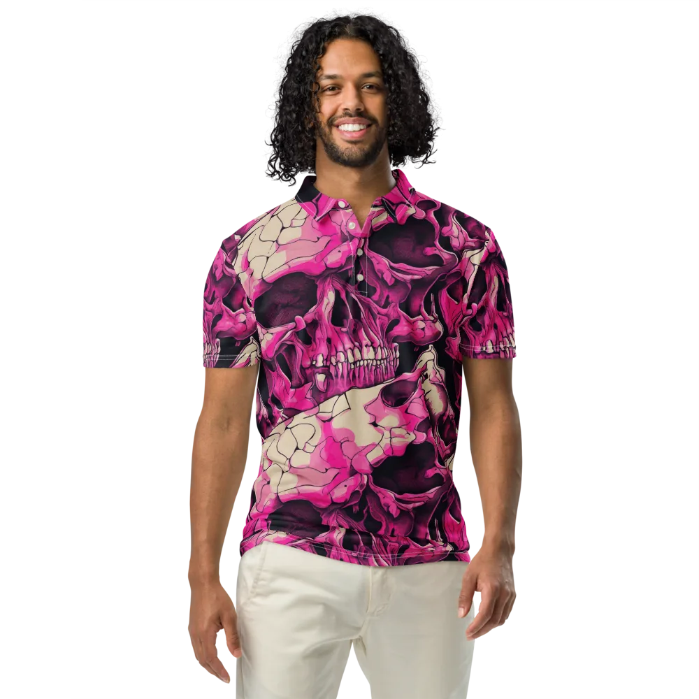 Fuchsia Bones on Men's Slim Fit Polo Shirt — Front