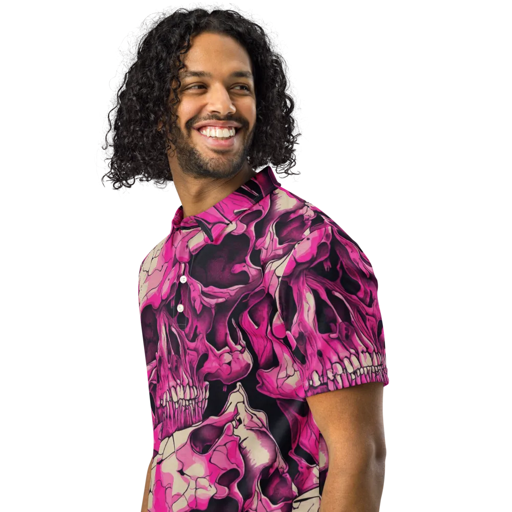 Fuchsia Bones on Men's Slim Fit Polo Shirt — Left Front