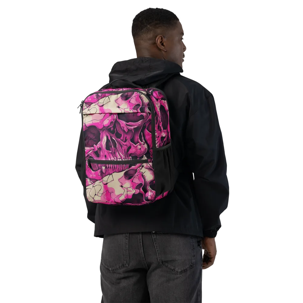 Fuchsia Bones on Utility Backpack — Back