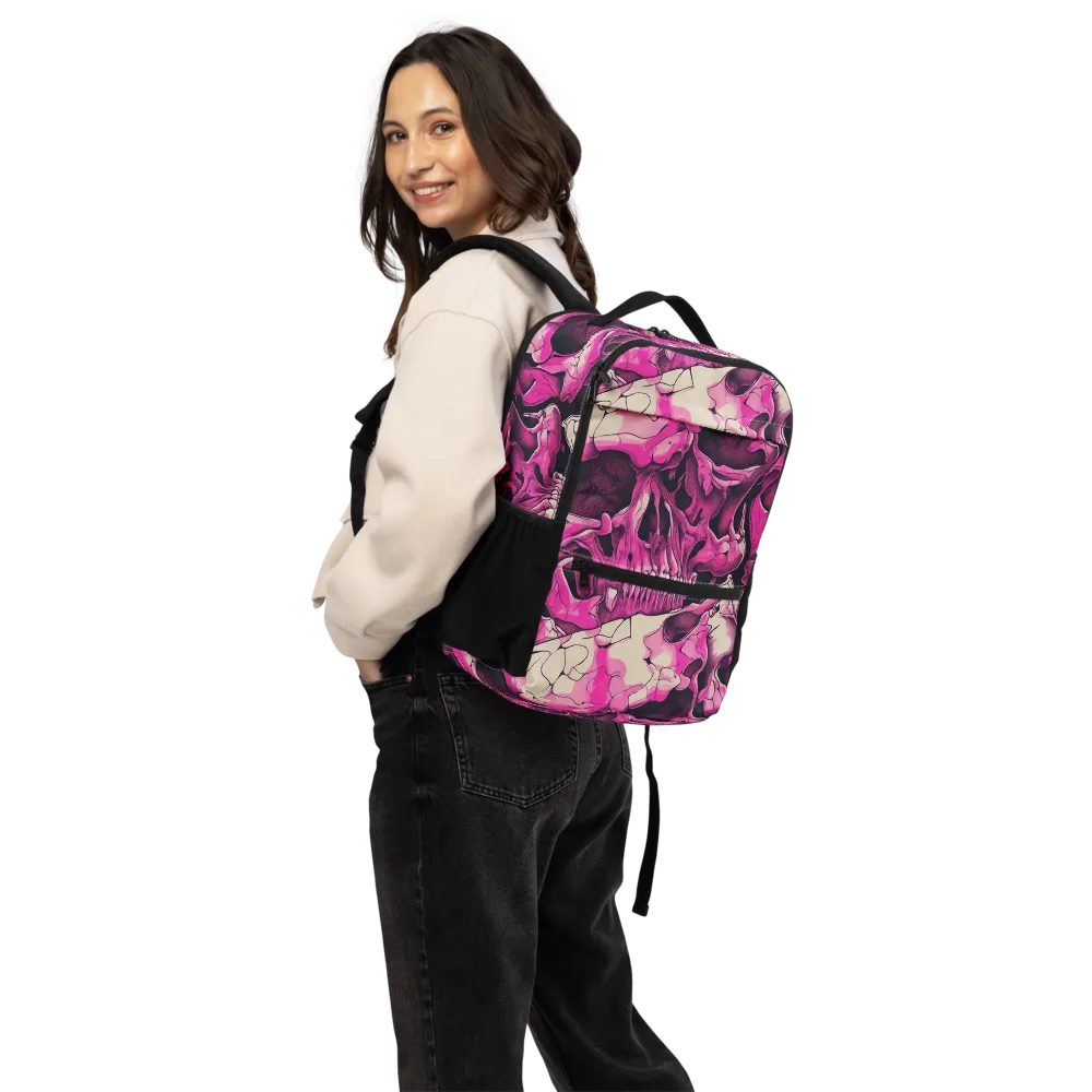 Fuchsia Bones on Utility Backpack — Back
