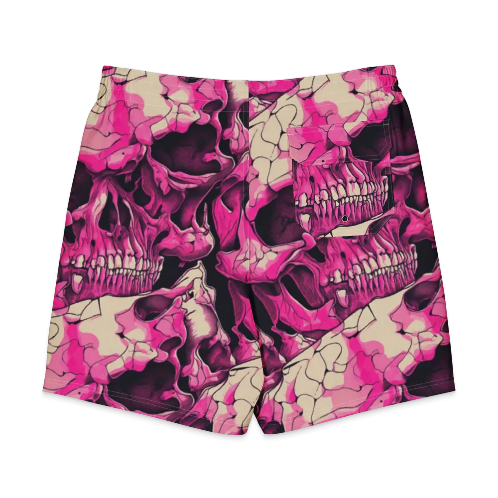 Fuchsia Bones on Men's Board Shorts — Back