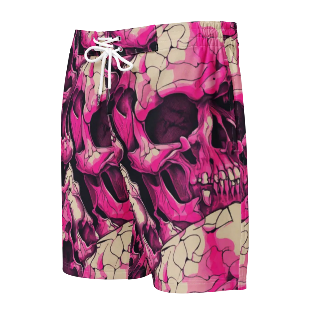 Fuchsia Bones on Men's Board Shorts — Front