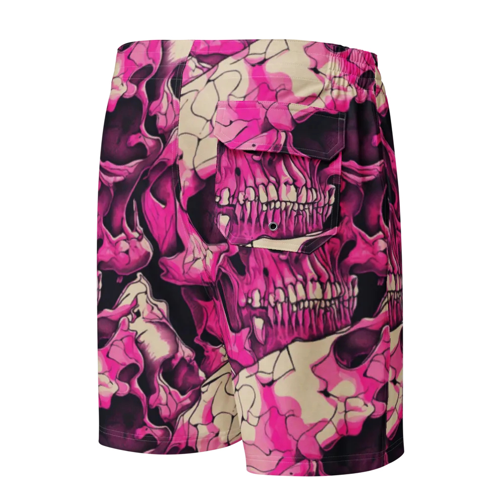 Fuchsia Bones on Men's Board Shorts — Back