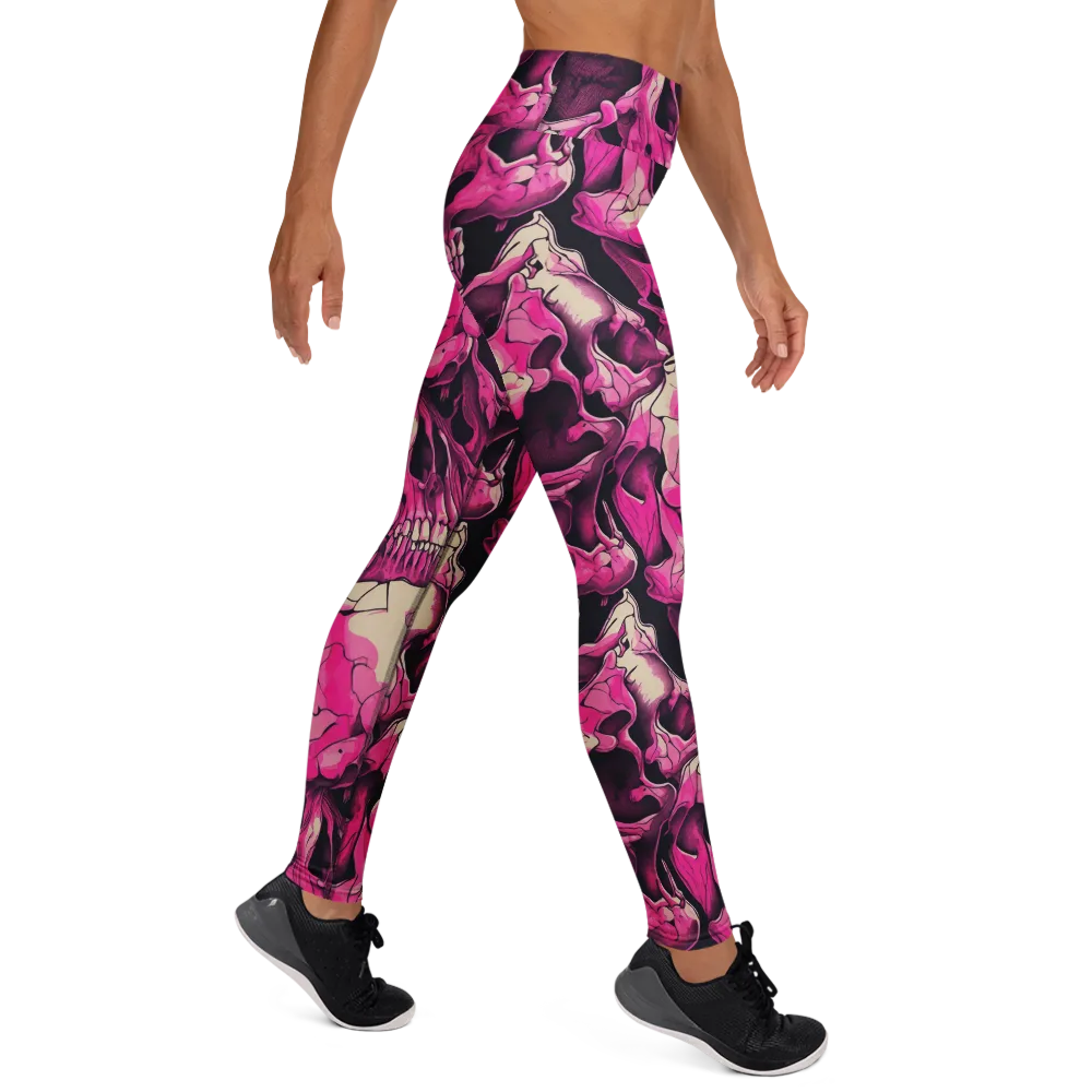 Fuchsia Bones on Yoga Leggings — Right