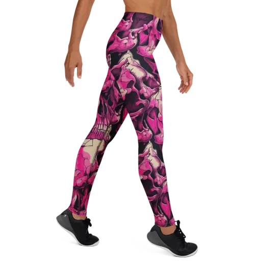 Fuchsia Bones on a Yoga Leggings