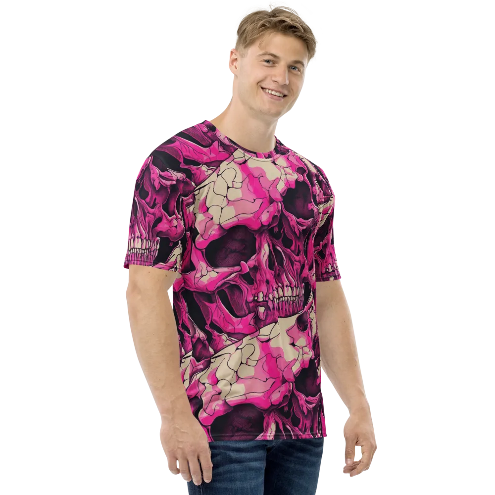 Fuchsia Bones on Men's Crew Neck T-Shirt — Right