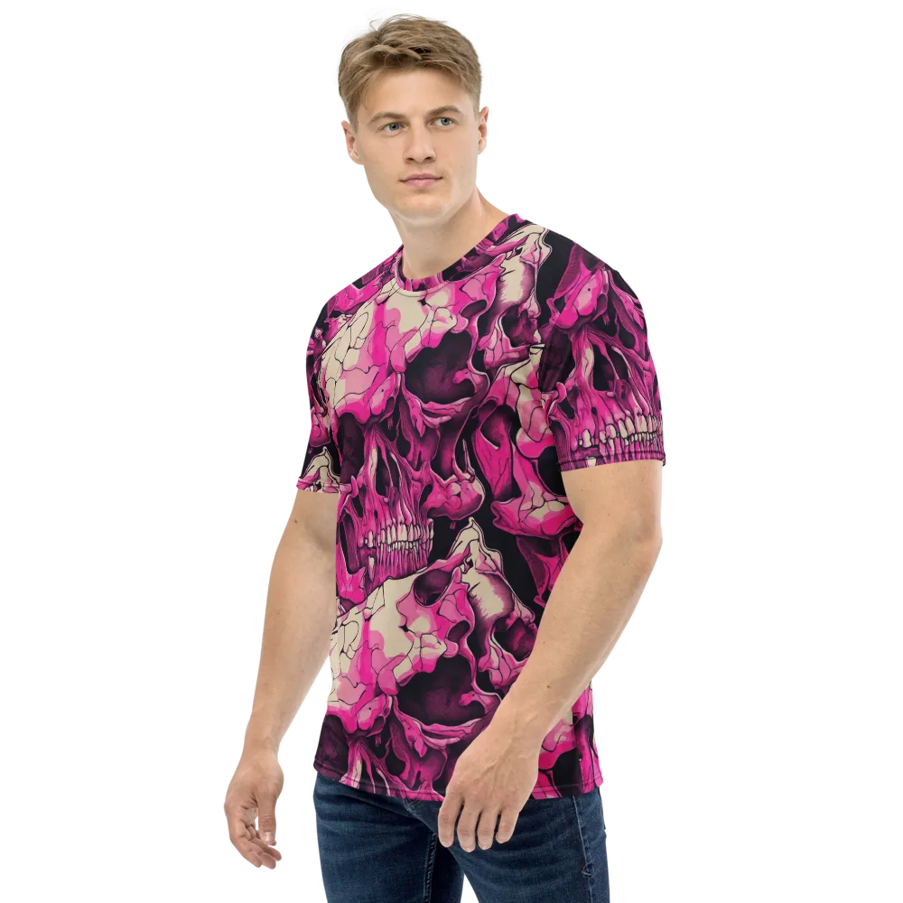 Fuchsia Bones on Men's Crew Neck T-Shirt — Left
