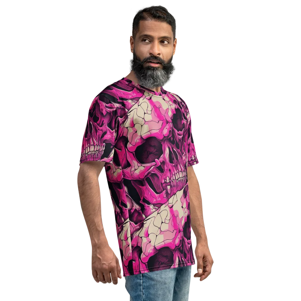 Fuchsia Bones on Men's Crew Neck T-Shirt — Right