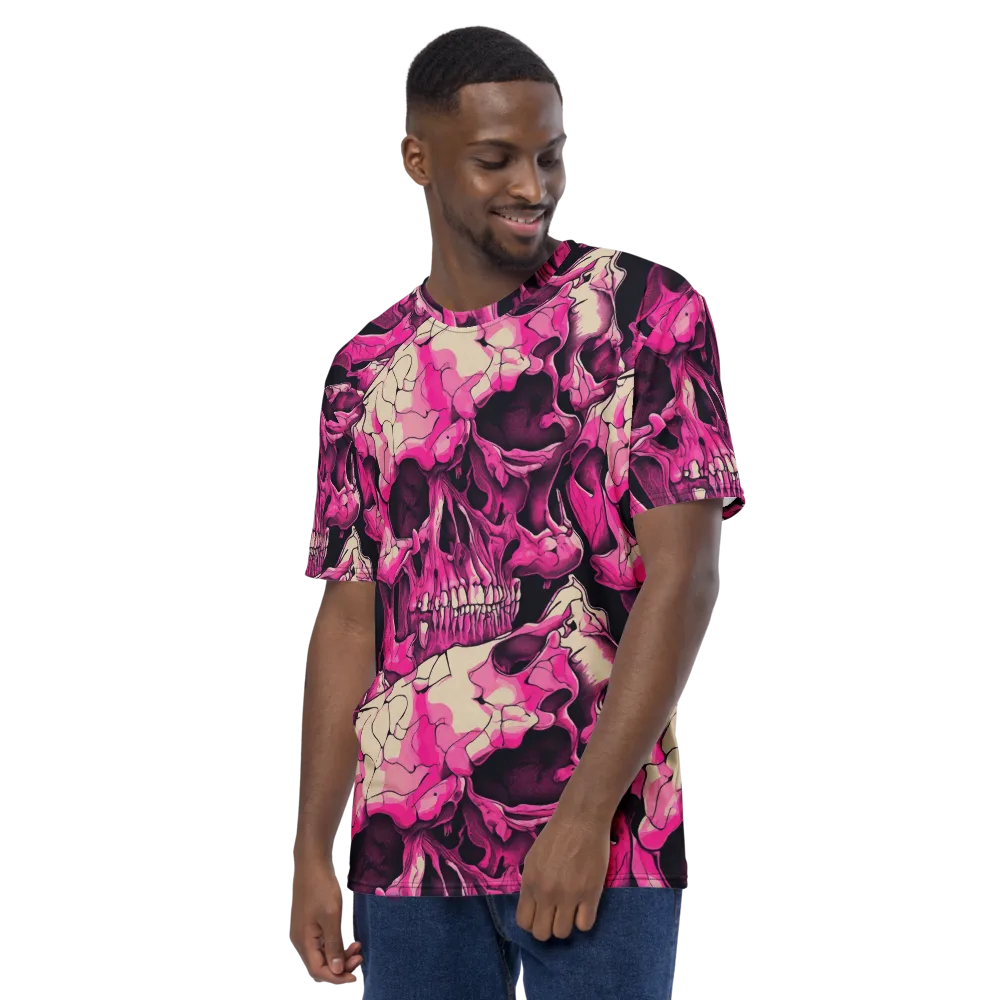 Fuchsia Bones on Men's Crew Neck T-Shirt — Left
