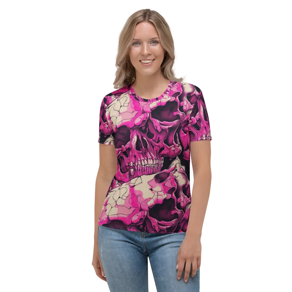 Fuchsia Bones on Women's Crew Neck T-Shirt — Front